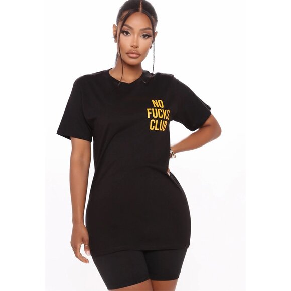 Fashion Nova ✦ President Of The Club Tee ✦ No F***s Club Graphic Black Orange XL - Picture 1 of 3